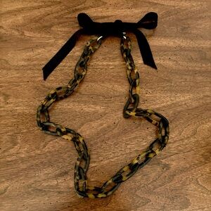 J.Crew | Tortoise Acetate Tortoise Link Grosgrain Necklace | Adjustable